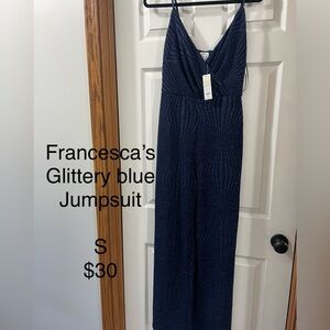 Francesca's Collections Navy Sparkle Jumpsuit